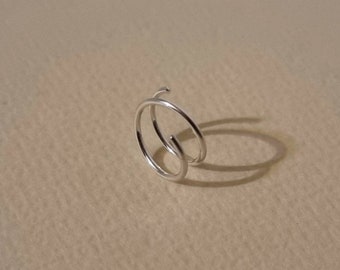 Sterling silver double look nose ring - Double effect nose ring - Spiral nose ring