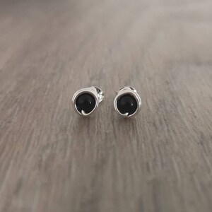 Black stud earrings Small black stud earrings Onyx stud earrings Stud earrings Stud earrings UK Black stud earrings UK image 9