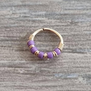 Purple cartilage hoop made with 14K gold filled wire