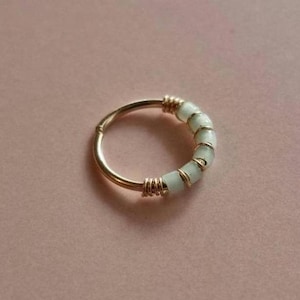 Green Gold Filled Helix earrings Gold filled helix earrings Beaded helix ring Green helix ring Helix hoop Cartilage earring