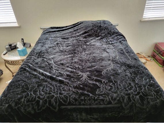 Korean Style Queen Blanket Black Etsy
