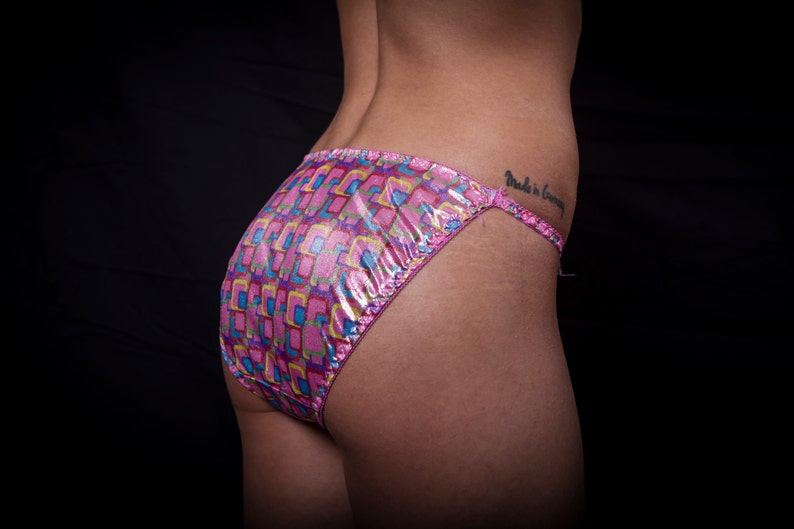 VINTAGE Shiny Lame Foil Satin String Bikini Panties Size 5/6 Etsy