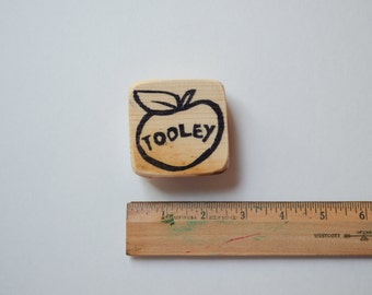 Custom Rainbow Book Stamp Nameplate Hand Carved Mounted on Reclaimed Wood Custom Stamp Rainbow Bookplate Latex free Rubber
