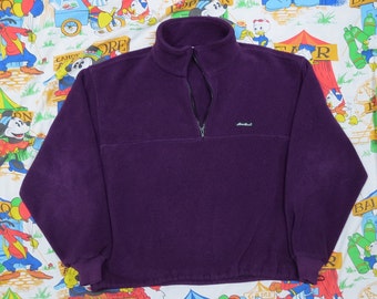 Eddie Bauer Purple Boxy Pullover Quarter Zip Polartec Deep Pile Fleece 90s M/L