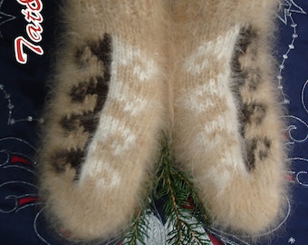 pair of mittens made of soft hand-spun undercoat from dog-4
