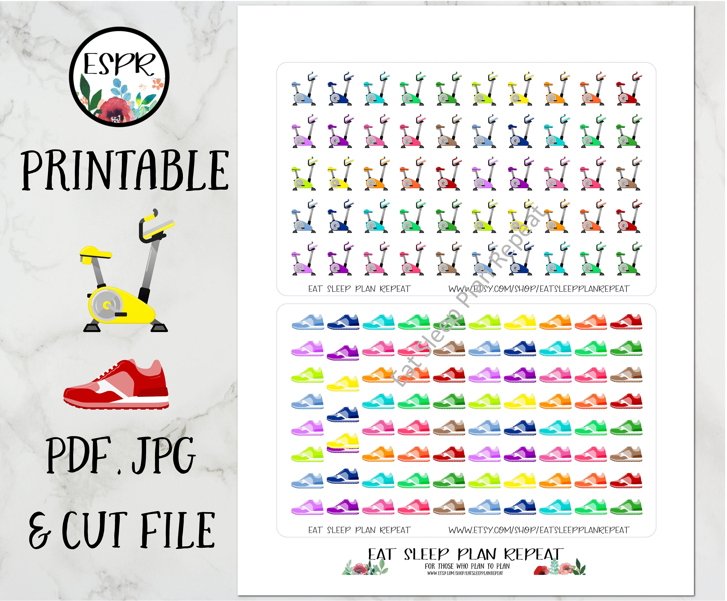 sale printable exercise planner stickers with cut file for etsy ireland