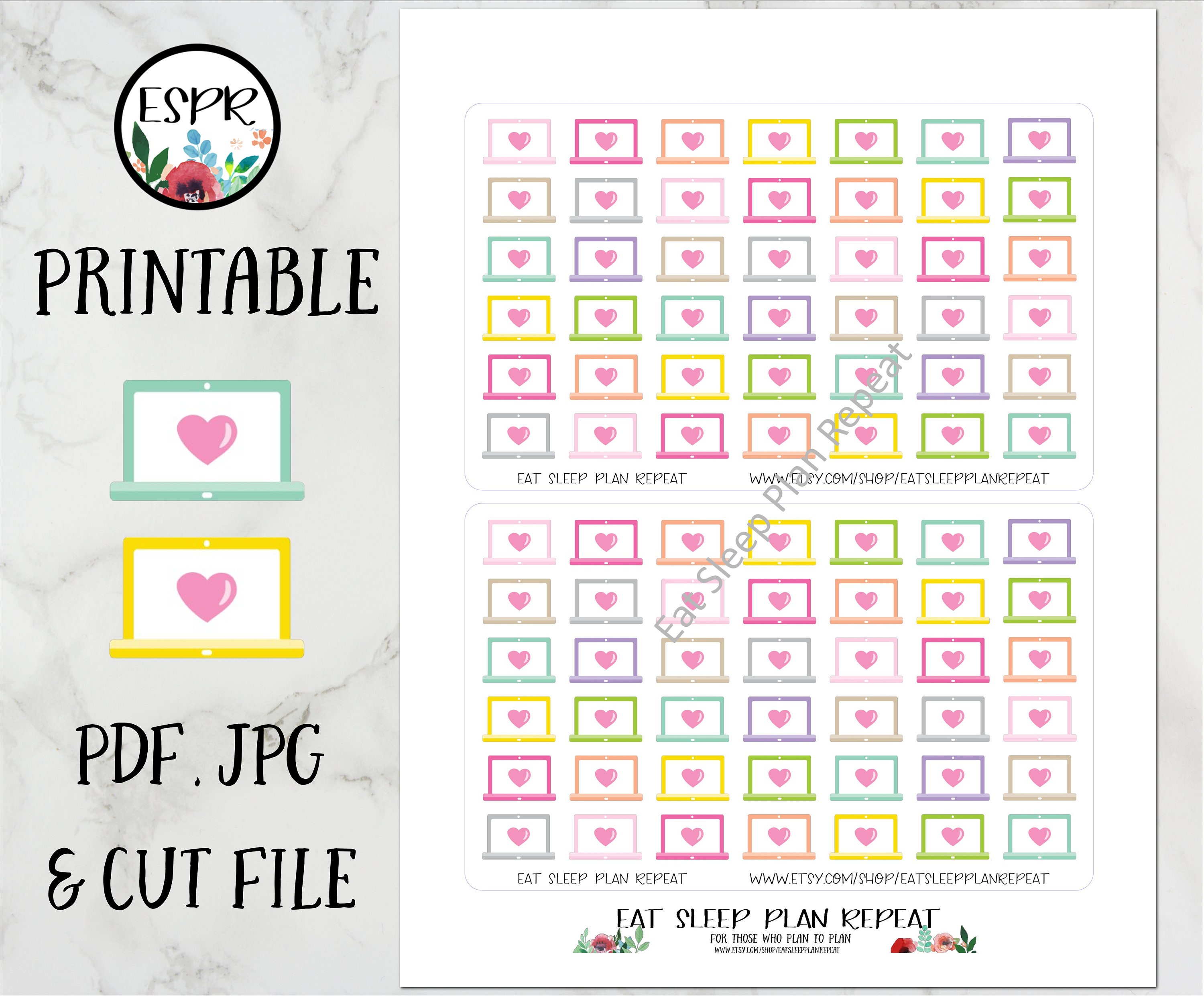 sale printable laptop planner stickers with cut file for any etsy