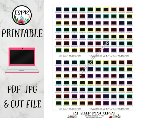 sale printable laptop planner stickers with cut file for any etsy