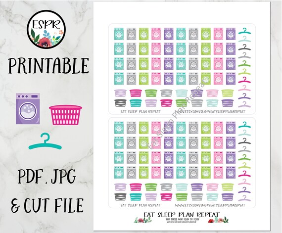 sale printable pastel laudry planner stickers with cut file etsy