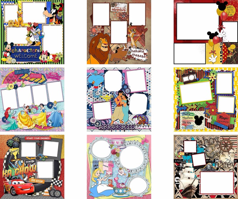 Disney Digital Download Scrapbook Page 12x12 and 8x8 Instant Etsy