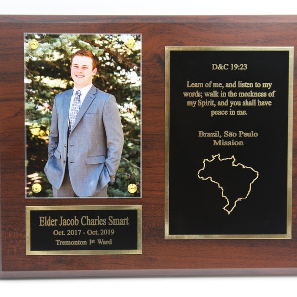 LDS Missionary Plaque 8x10 Black with Gold Writing, Multiple Plaque options