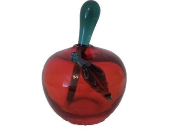 Vintage empty apple perfume bottle blown glass