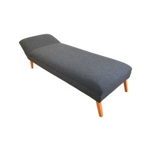 Vintage Mid Century Modern Indigo Chaise Lounge, Daybed with Orange Legs