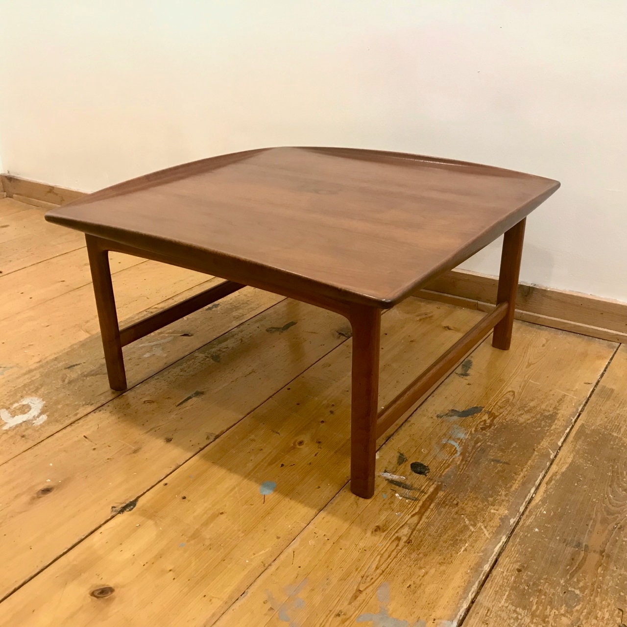 Vintage Folke Ohlsson for DUX Teak Danish Mid Century Modern Square Coffee Cocktail Table