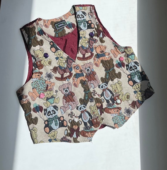 1990s Teddy Bear tapestry vest - image 2