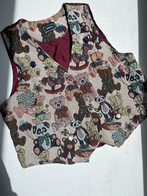 1990s Teddy Bear tapestry vest - image 6