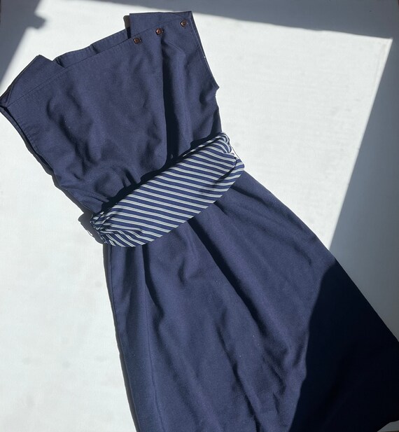 vintage 1950s union made navy dress