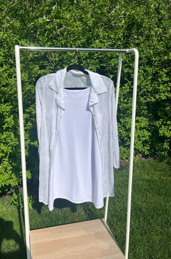 1990s 2-piece sheer white dress