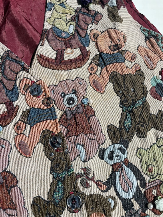 1990s Teddy Bear tapestry vest - image 4