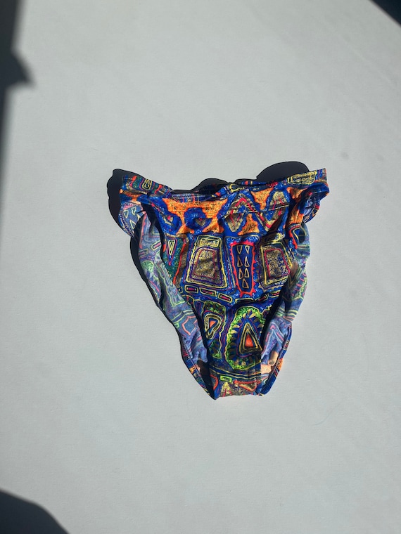 1990s Raisins geometric print high-waisted bikini bottoms
