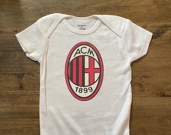 AC Milan Soccer Custom/Personalized Baby Onesie, Baby Shower Gift, Newborn Outfit, Baby Boy Girl Unisex Bodysuit