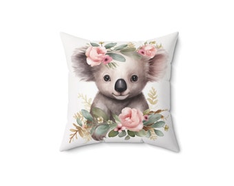 Cute Koala Decorative Pillow - Double-Sided Print with Concealed Zipper, 100% Polyester Indoor Statement Piece