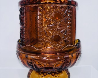 Vintage Feen-Lampe Indiana Glas Amber Sterne und Stäbe 16,5 Zoll 1970er Jahre 2 Stück NICE