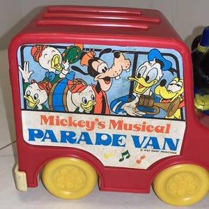 Vtg Mickeys Musical Parade Van Music Walt Disney LJN Toy Hong Kong Works