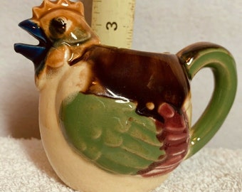 Vintage Henne Milchkännchen, bunte Keramik Huhn Teekanne