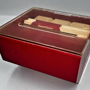 Receptlåda med etiketter för Campbells soppa, enkla avdelare, recept, oanvända