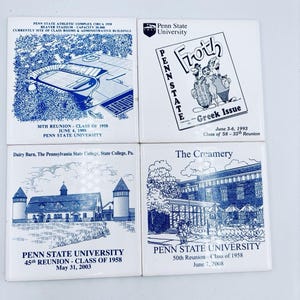 Penn State University Set med 4 underlägg, kakelplattor med kork, klass 1958, 88,93,03,08