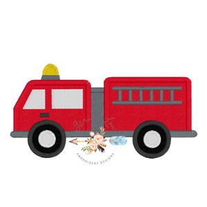 Fire truck Embroidery design, fire Truck applique design, Firefighter embroidery design