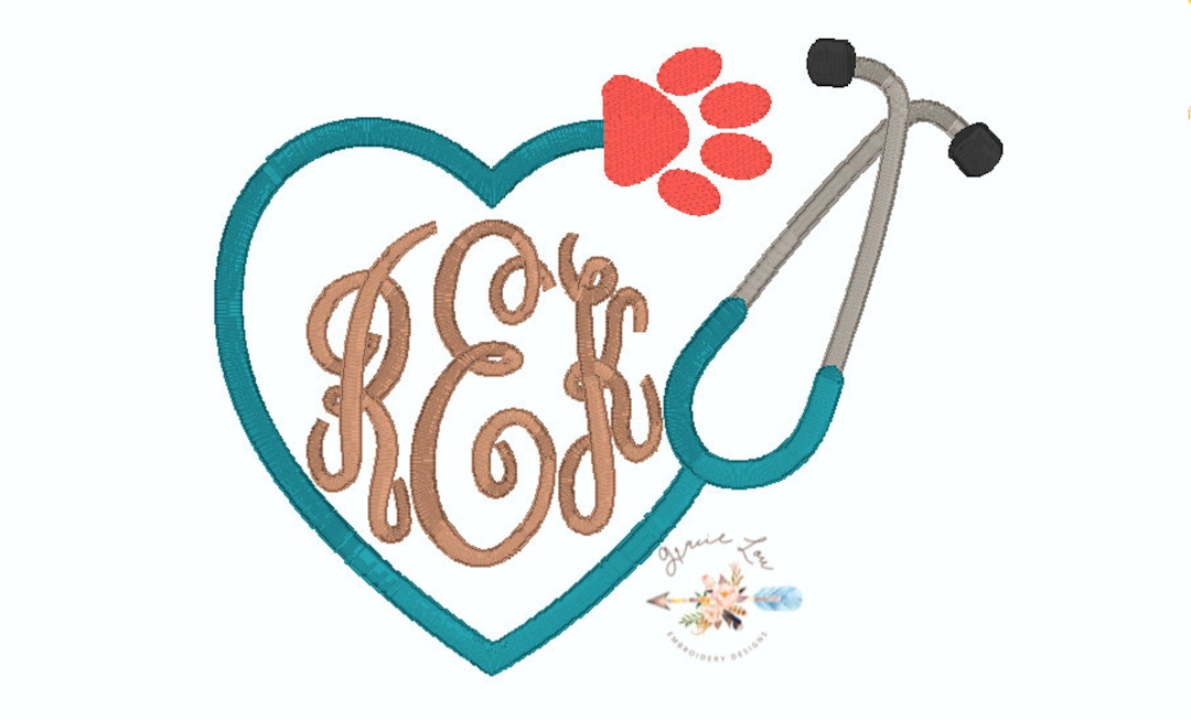 Paw Stethoscope, Stethoscope, Monogram Frame, Monogram, Pet Dr