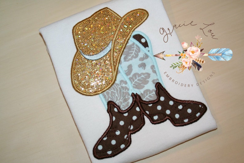 Cowboy Boots With Hat Embroidery Design 4x4 and Etsy