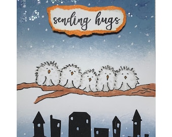 Snuggle Birds cling rubber stamp