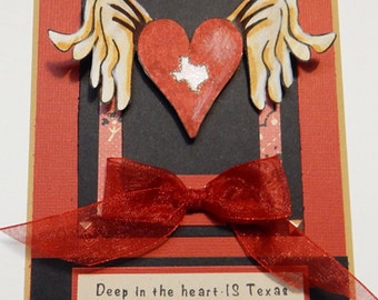 Flying Heart with Texas - rubber cling stamp