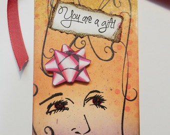 Smiling face (small) - rubber cling stamp