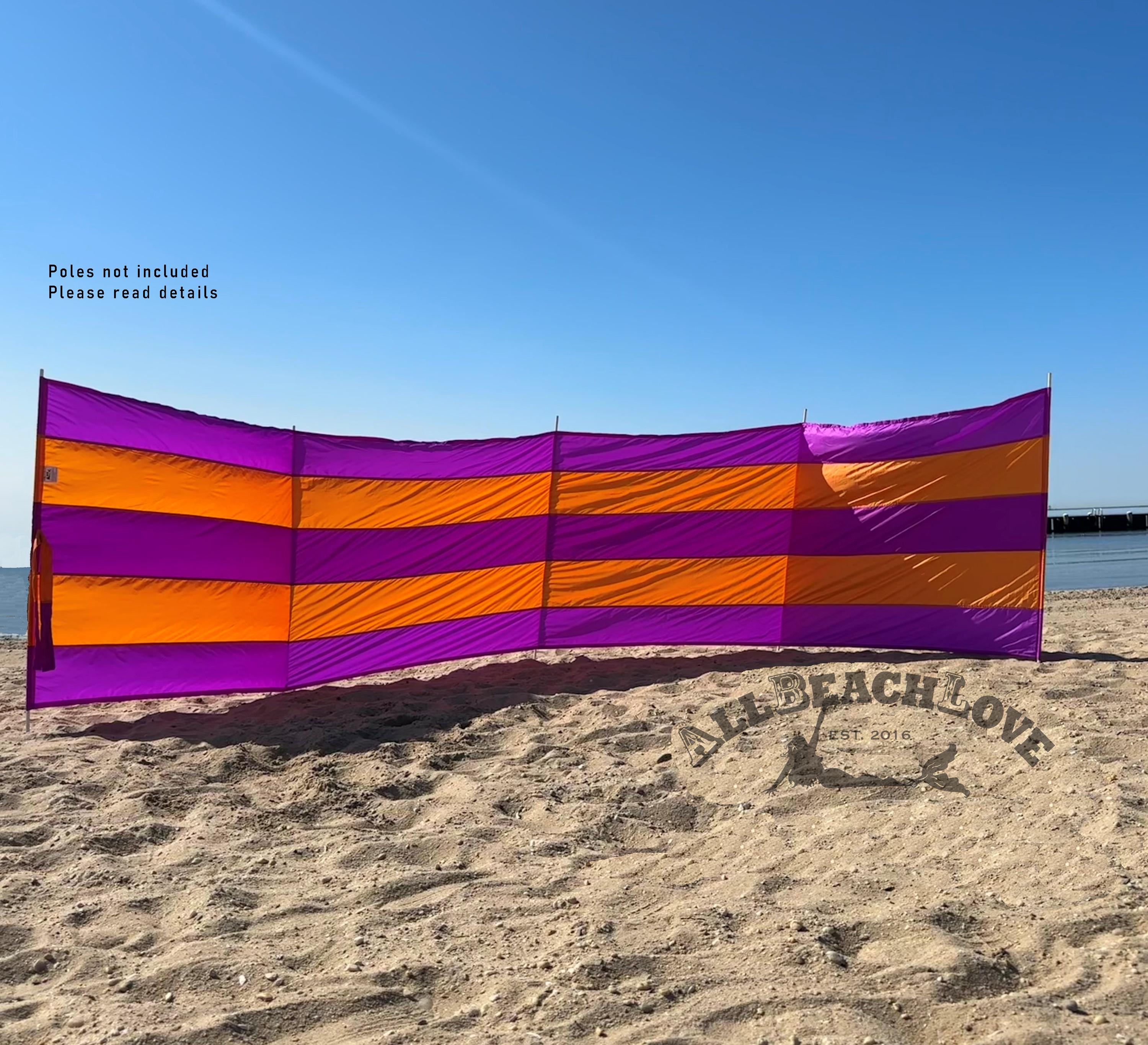 Windscreen, 6 yards, Orange, Magenta, Rip Stop, 4' tall, Privacy for Beach, Backyard, Hot tub, Camping, RV, Poles Not Included