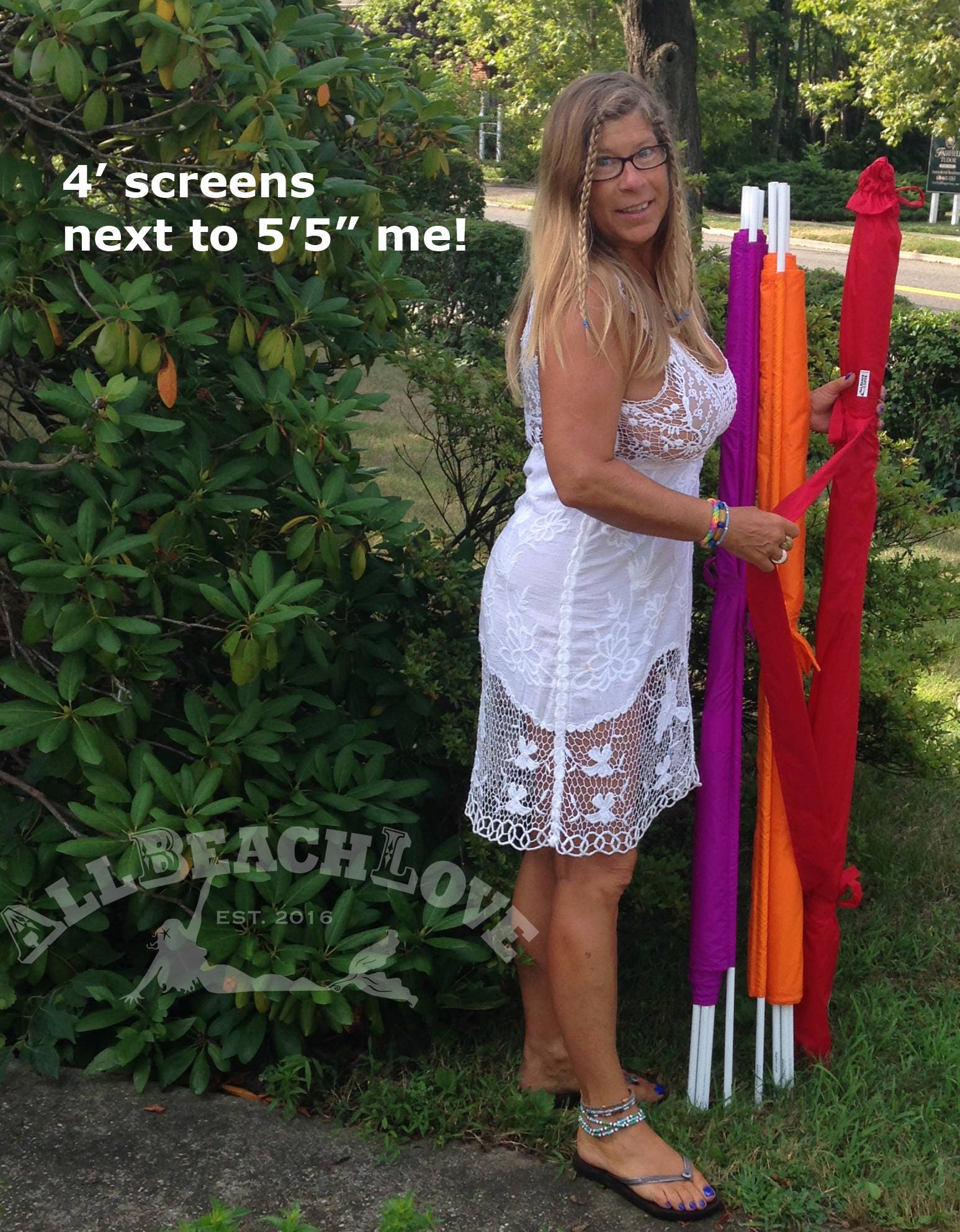 Windscreen, 6 yards, Orange, Magenta, Rip Stop, 4' tall, Privacy for Beach, Backyard, Hot tub, Camping, RV, Poles Not Included