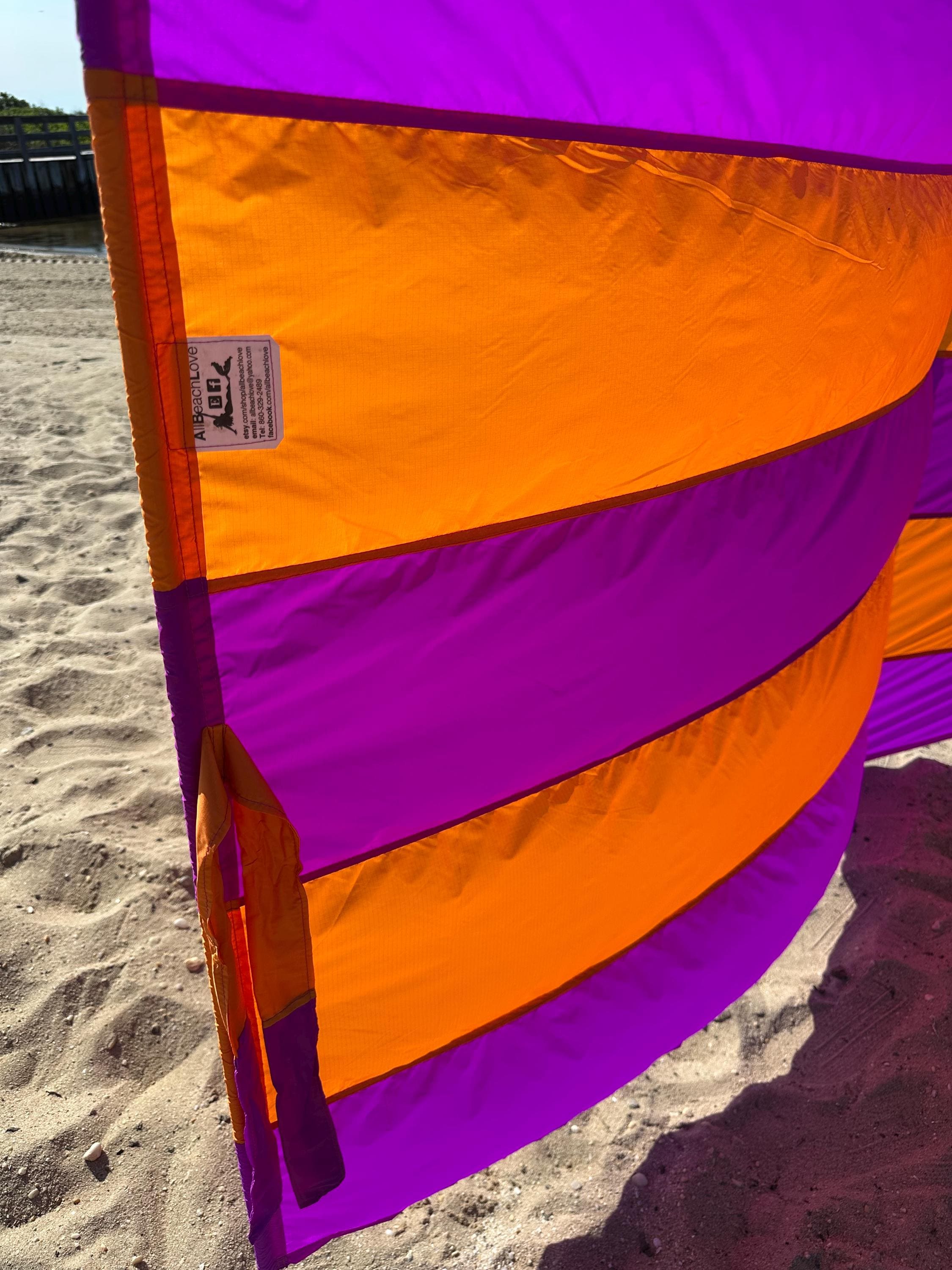 Windscreen, 6 yards, Orange, Magenta, Rip Stop, 4' tall, Privacy for Beach, Backyard, Hot tub, Camping, RV, Poles Not Included