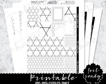 GEOMETRIC DUE Adesivi per planner stampabili con sovrapposizione stampabile in scatola completa e Washi - Pronti per lamina