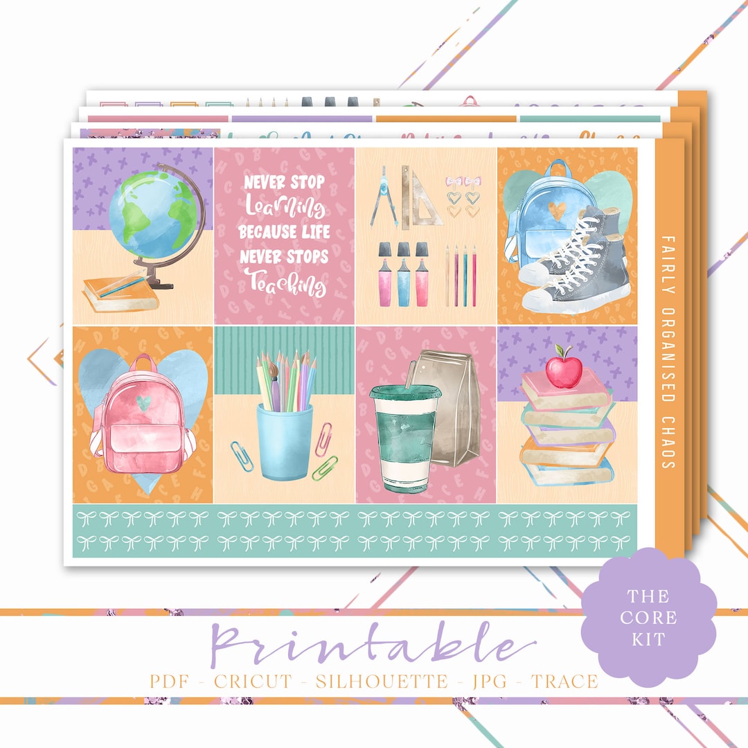 LEARNING PRINTABLE STICKER Kit Core Printable Planner Stickers Weekly ...