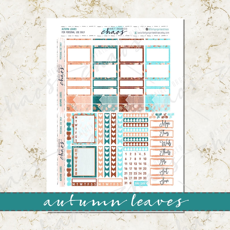 AUTUMN LEAVES Printable Planner Stickers Weekly Kit Autumn - Etsy