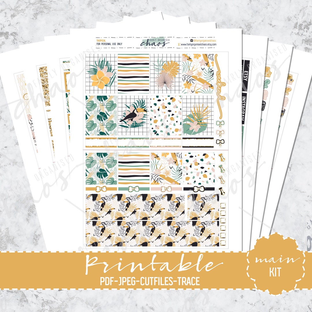 TROPICAL PRINTABLE PLANNER Kit Printable Planner Stickers Weekly Kit - Etsy