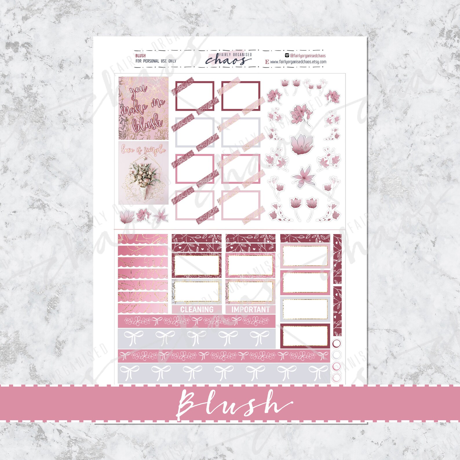 BLUSH Printable Planner Kit Printable Planner Stickers - Etsy