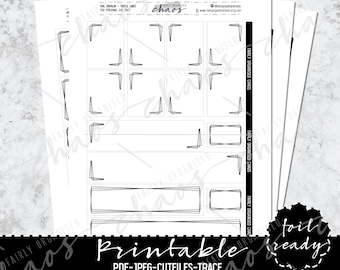 TRIPLE LINES Full Box and Washi Printable FOIL Overlay Printable Planner Stickers - Foil Ready