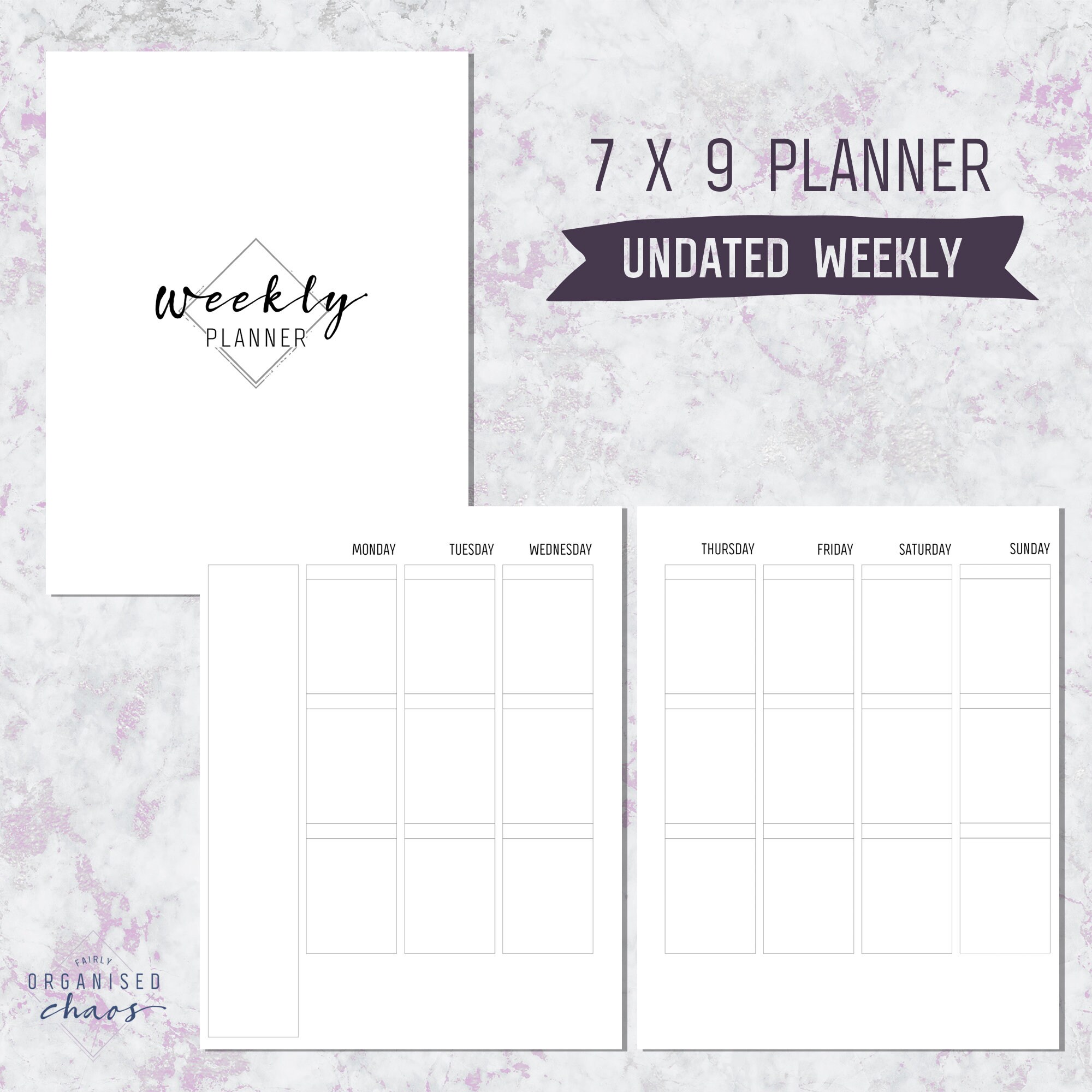 7x9 UNDATED WEEKLY PLANNER Letter Size Printable Planner - Etsy España