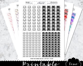LAPTOP PLANNER ICONS - Foil Ready and Colour Printable Planner Stickers