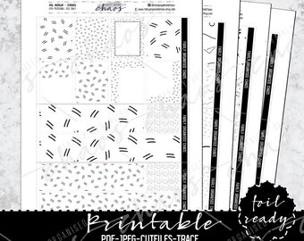 SCRIBBLES & SPLATS Full Box and Washi Printable FOIL Overlay Printable Planner Stickers - Foil Ready