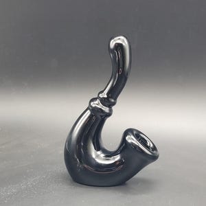 Standup Upright Black Glass Sherlock Pipe